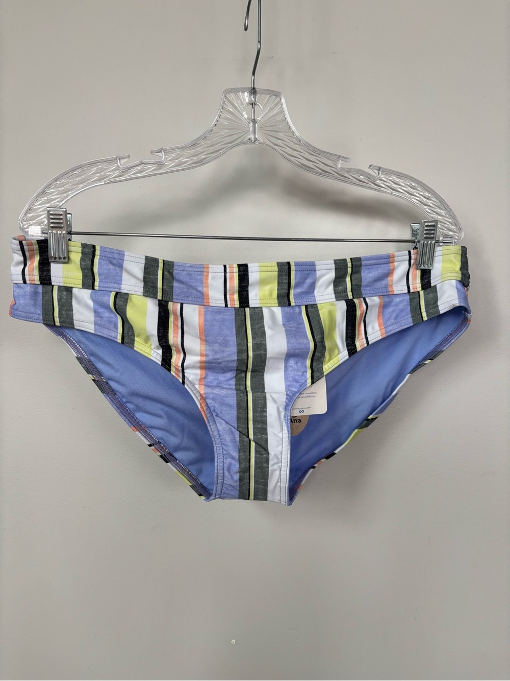 Prana Striped Bikini Bottoms in Lavender, White & Lime Size XL NWT